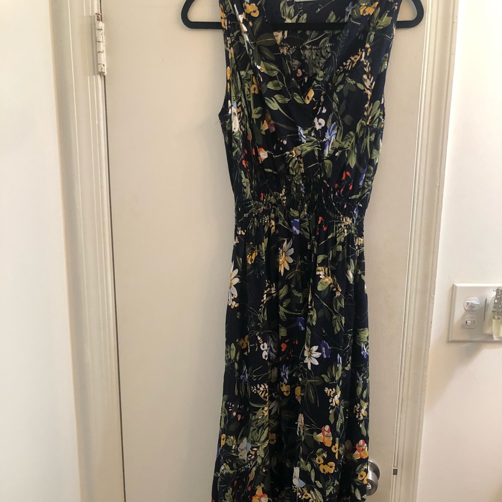 Navy & Floral Maxi M/L Dress